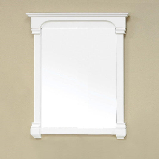 Bellaterra Home 36" x 42" Cream White Rectangle Wall-Mounted Solid Wood Framed Mirror