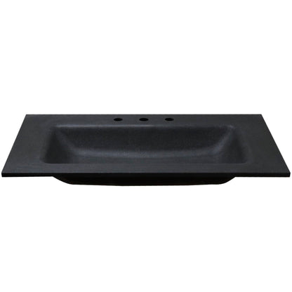 Bellaterra Home 37" x 22" Black Concrete Three Hole Vanity Top With Integrated Rectangular Sink