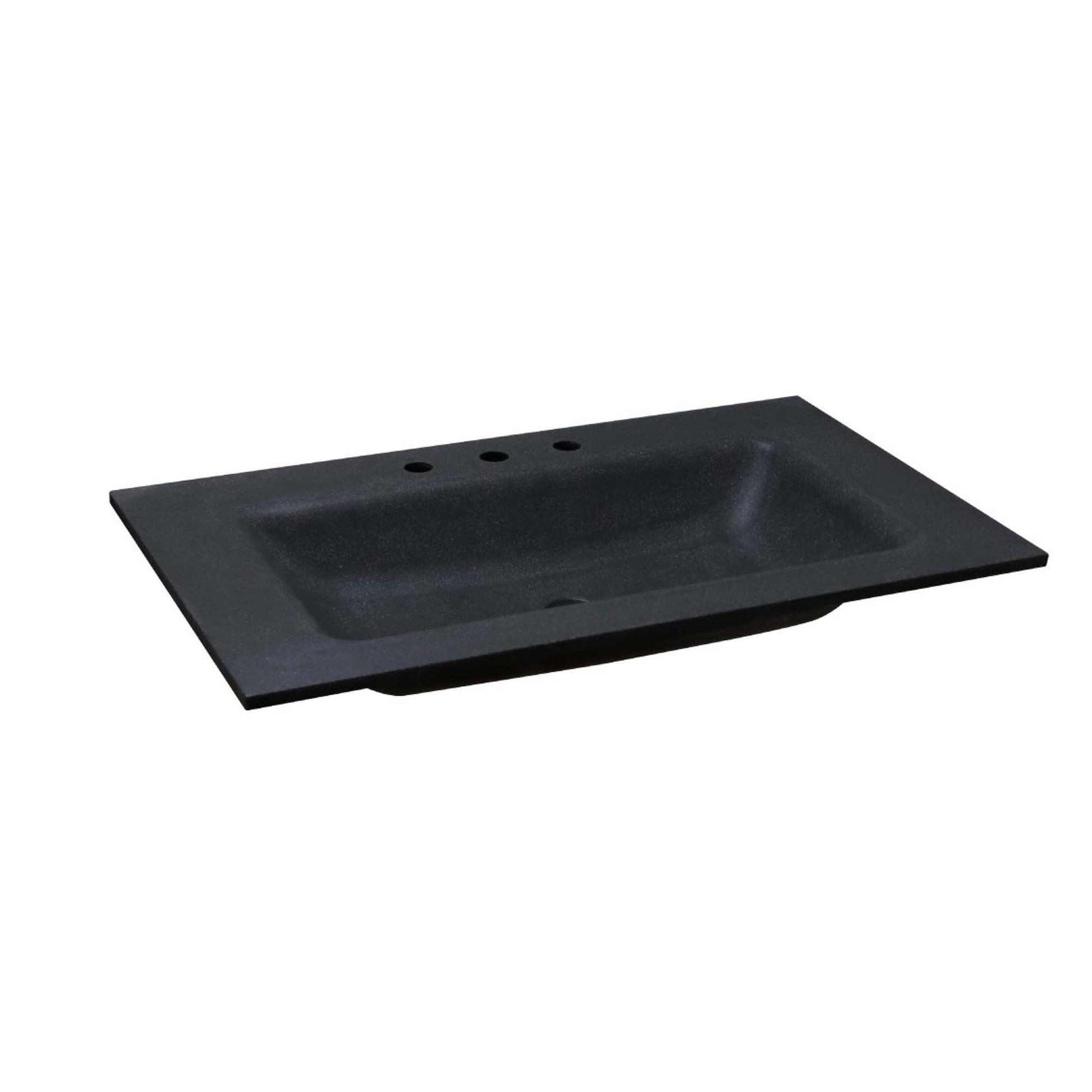 Bellaterra Home 37" x 22" Black Concrete Three Hole Vanity Top With Integrated Rectangular Sink