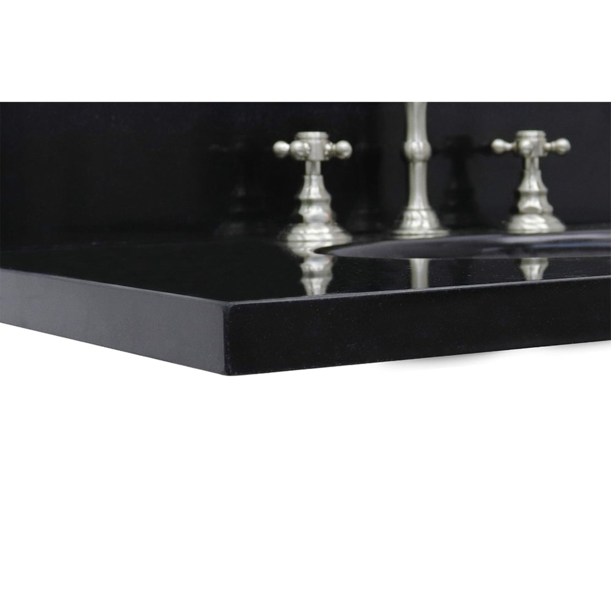 Bellaterra Home 37" x 22" Black Galaxy Three Hole Vanity Top With Undermount Oval Sink and Overflow