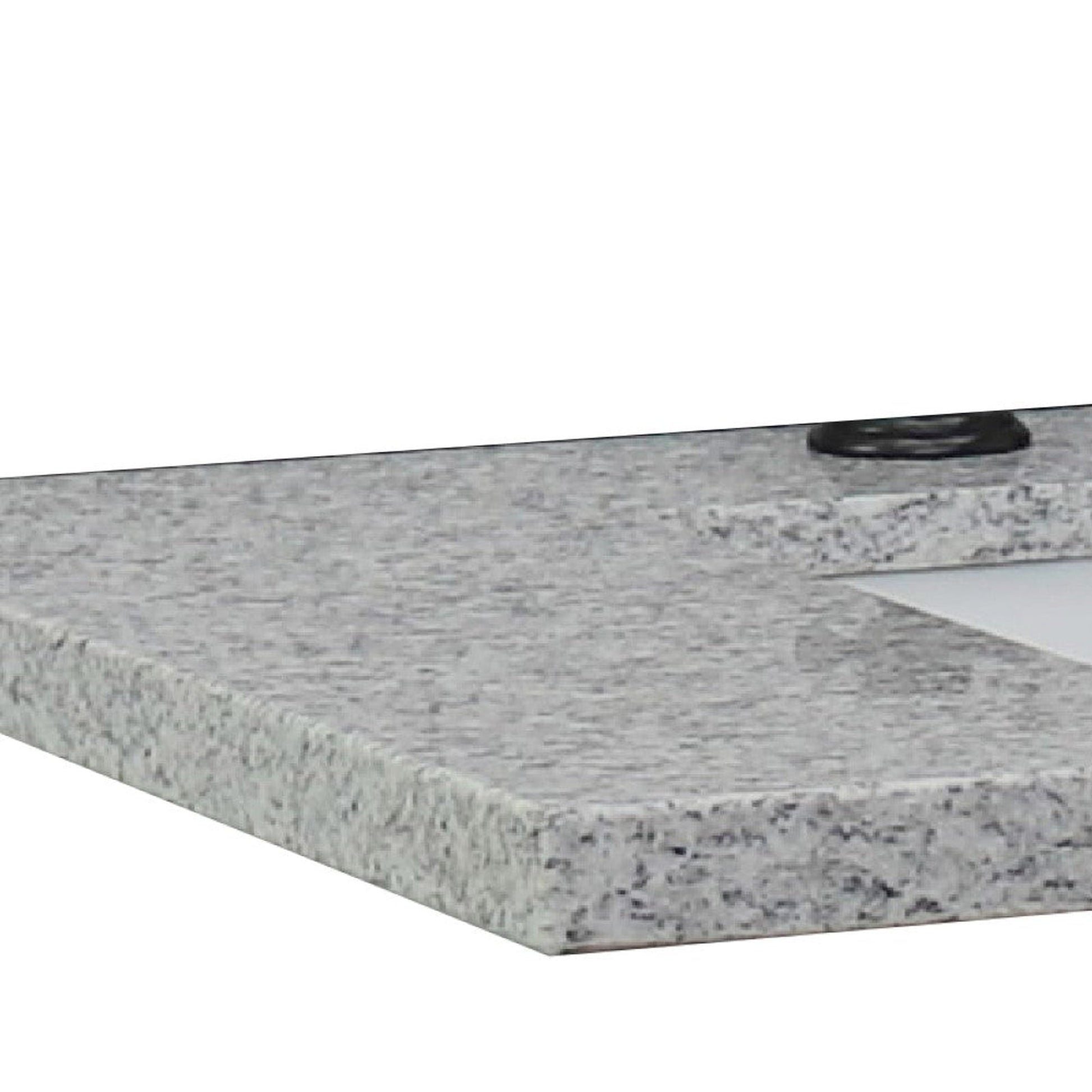 Bellaterra Home 37" x 22" Gray Granite Three Hole Vanity Top With Left Offset Undermount Rectangular Sink and Overflow