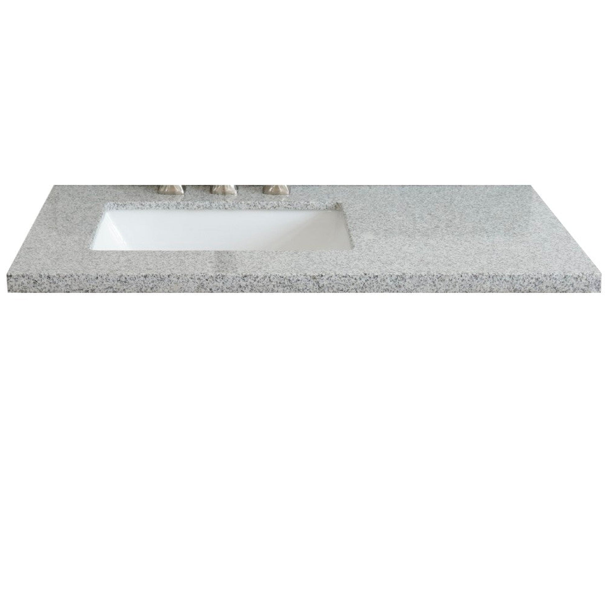 Bellaterra Home 37" x 22" Gray Granite Three Hole Vanity Top With Left Offset Undermount Rectangular Sink and Overflow