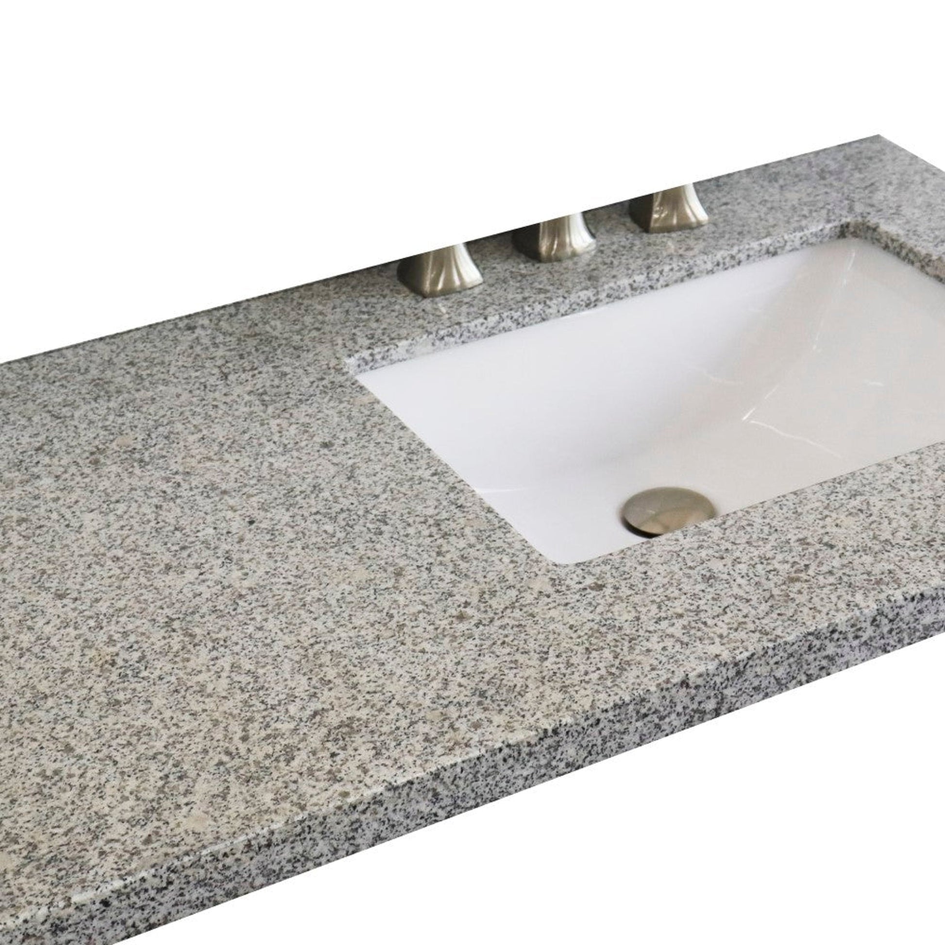 Bellaterra Home 37" x 22" Gray Granite Three Hole Vanity Top With Right Offset Undermount Rectangular Sink and Overflow