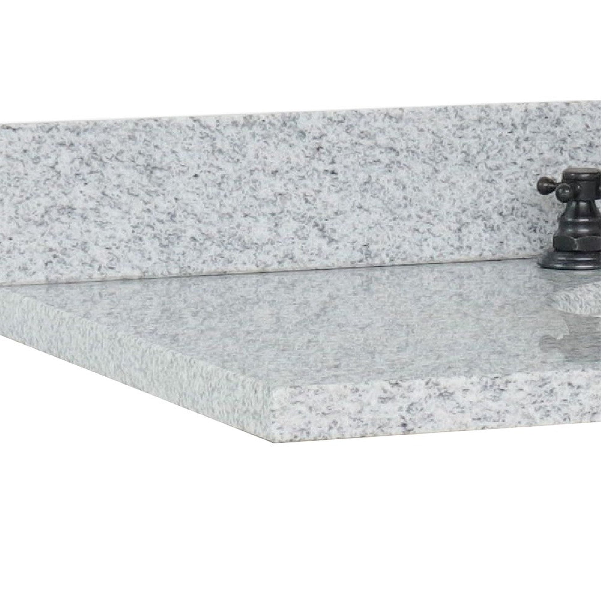 Bellaterra Home 37" x 22" Gray Granite Three Hole Vanity Top With Undermount Oval Sink and Overflow