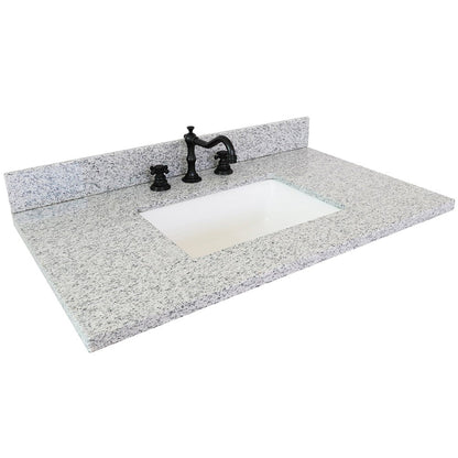 Bellaterra Home 37" x 22" Gray Granite Three Hole Vanity Top With Undermount Rectangular Sink and Overflow