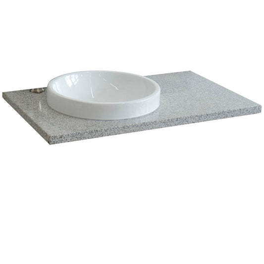 Bellaterra Home 37" x 22" Gray Granite Vanity Top With Left Offset Semi-recessed Round Sink and Overflow