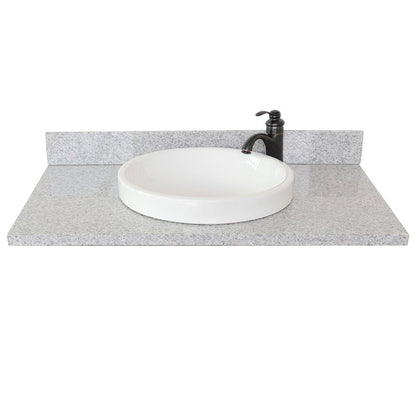 Bellaterra Home 37" x 22" Gray Granite Vanity Top With Semi-recessed Round Sink and Overflow