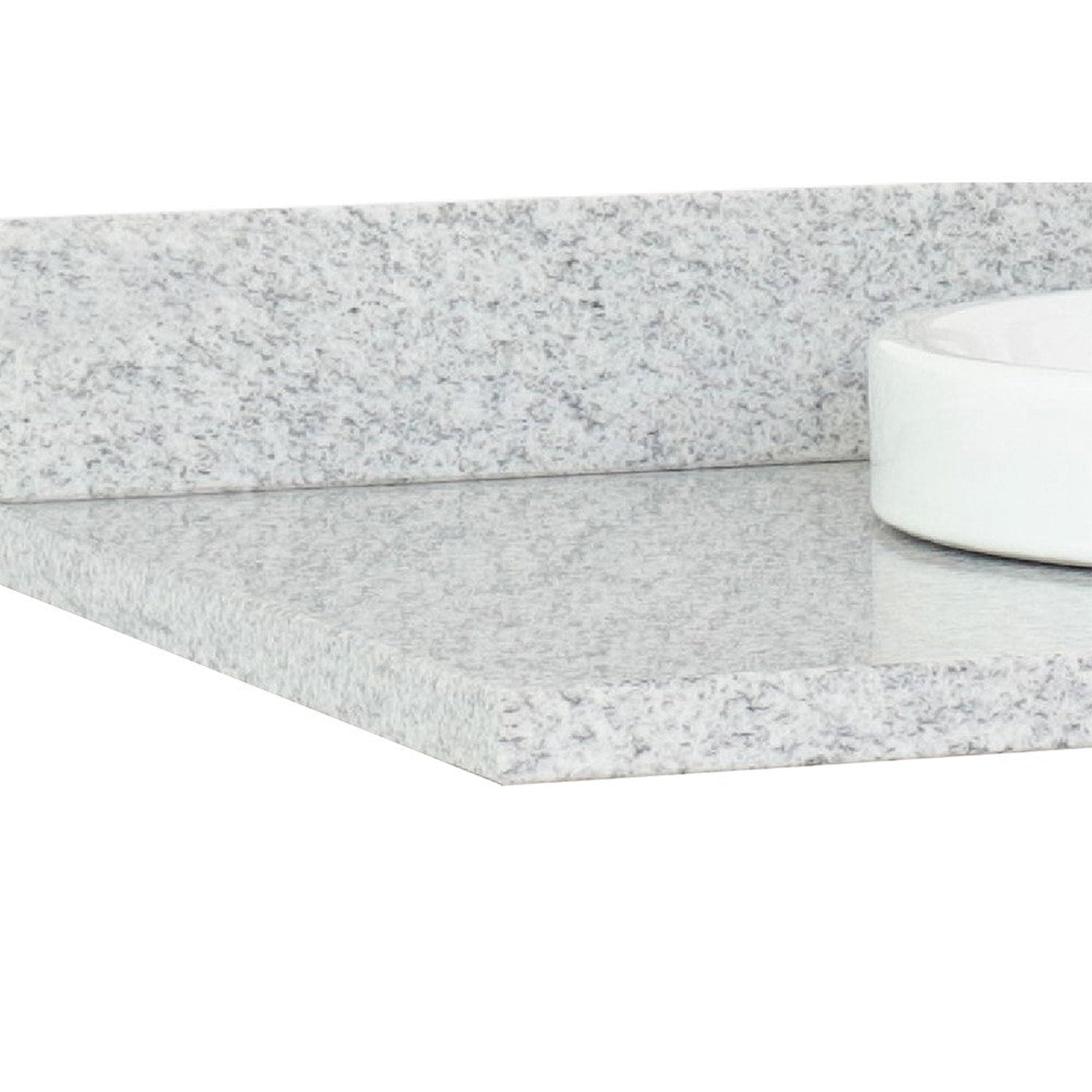 Bellaterra Home 37" x 22" Gray Granite Vanity Top With Semi-recessed Round Sink and Overflow