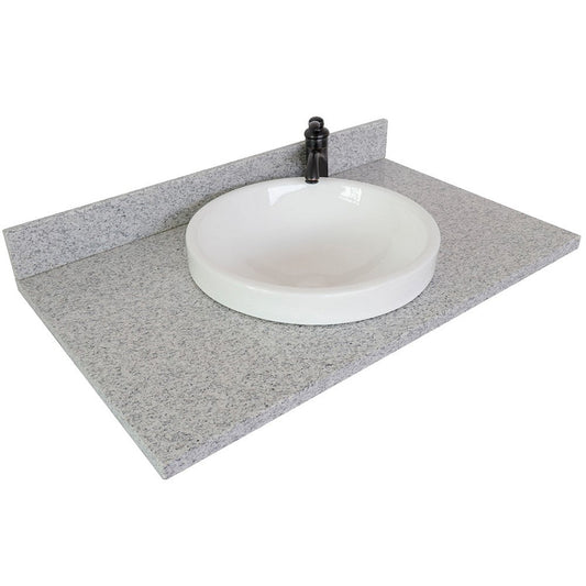 Bellaterra Home 37" x 22" Gray Granite Vanity Top With Semi-recessed Round Sink and Overflow