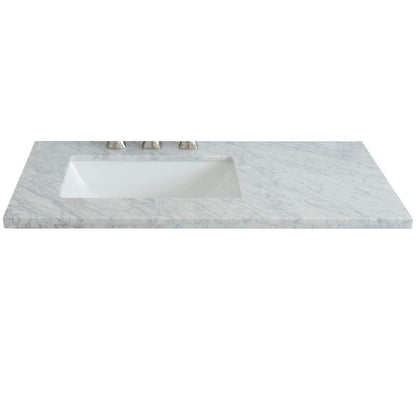 Bellaterra Home 37" x 22" White Carrara Marble Three Hole Vanity Top With Left Offset Undermount Rectangular Sink and Overflow