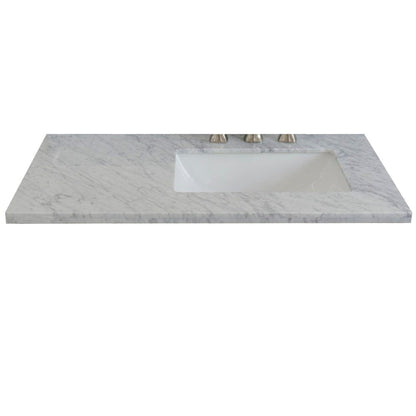 Bellaterra Home 37" x 22" White Carrara Marble Three Hole Vanity Top With Right Offset Undermount Rectangular Sink and Overflow