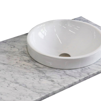 Bellaterra Home 37" x 22" White Carrara Marble Vanity Top With Right Offset Semi-recessed Round Sink and Overflow