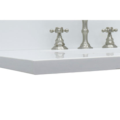 Bellaterra Home 37" x 22" White Quartz Three Hole Vanity Top With Undermount Rectangular Sink and Overflow