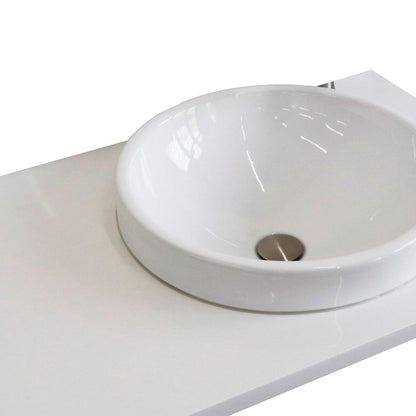 Bellaterra Home 37" x 22" White Quartz Vanity Top With Right Offset Semi-recessed Round Sink and Overflow