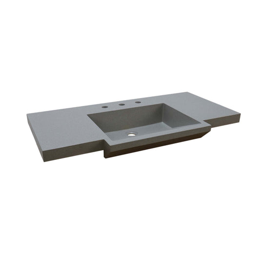 Bellaterra Home 39" x 21" Gray Concrete Three Hole Vanity Top With Integrated Rectangular Ramp Sink