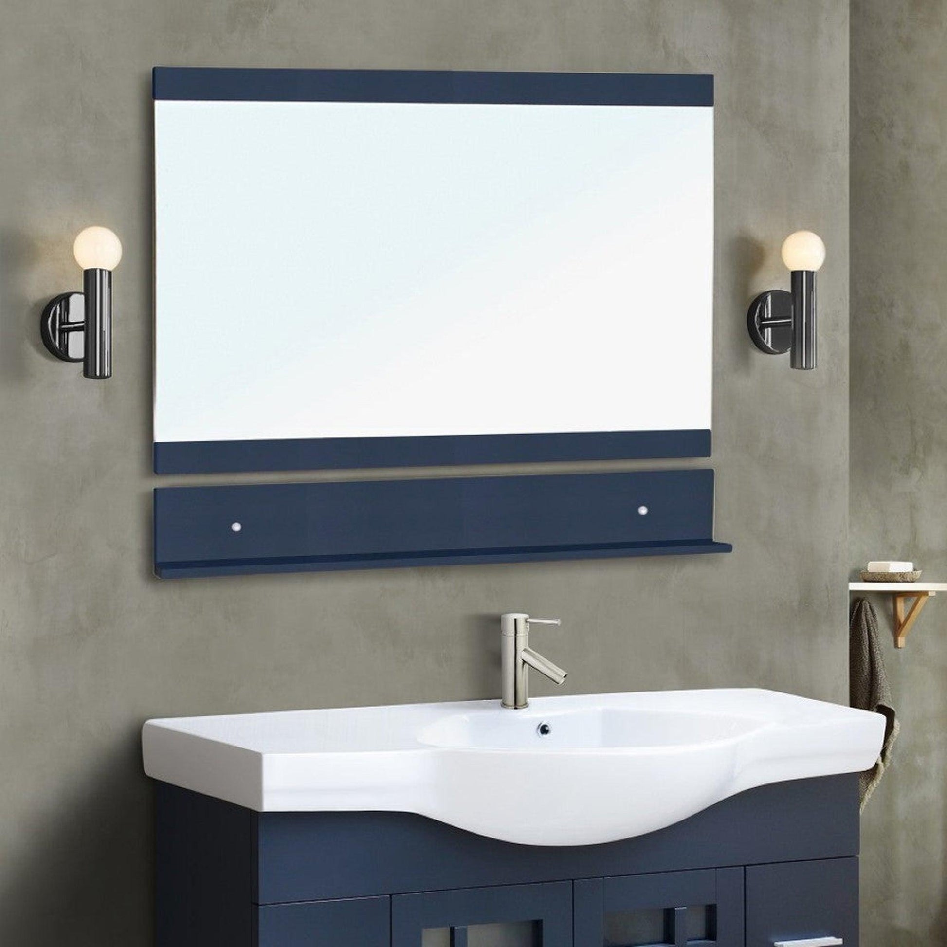 Bellaterra Home 39" x 34" Dark Gray Rectangle Wall-Mounted Solid Wood Framed Mirror