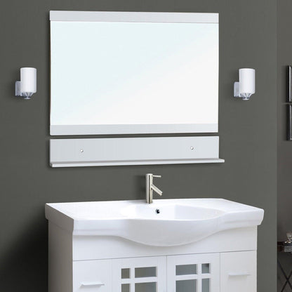 Bellaterra Home 39" x 34" White Rectangle Wall-Mounted Solid Wood Framed Mirror