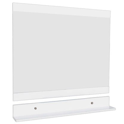 Bellaterra Home 39" x 34" White Rectangle Wall-Mounted Solid Wood Framed Mirror