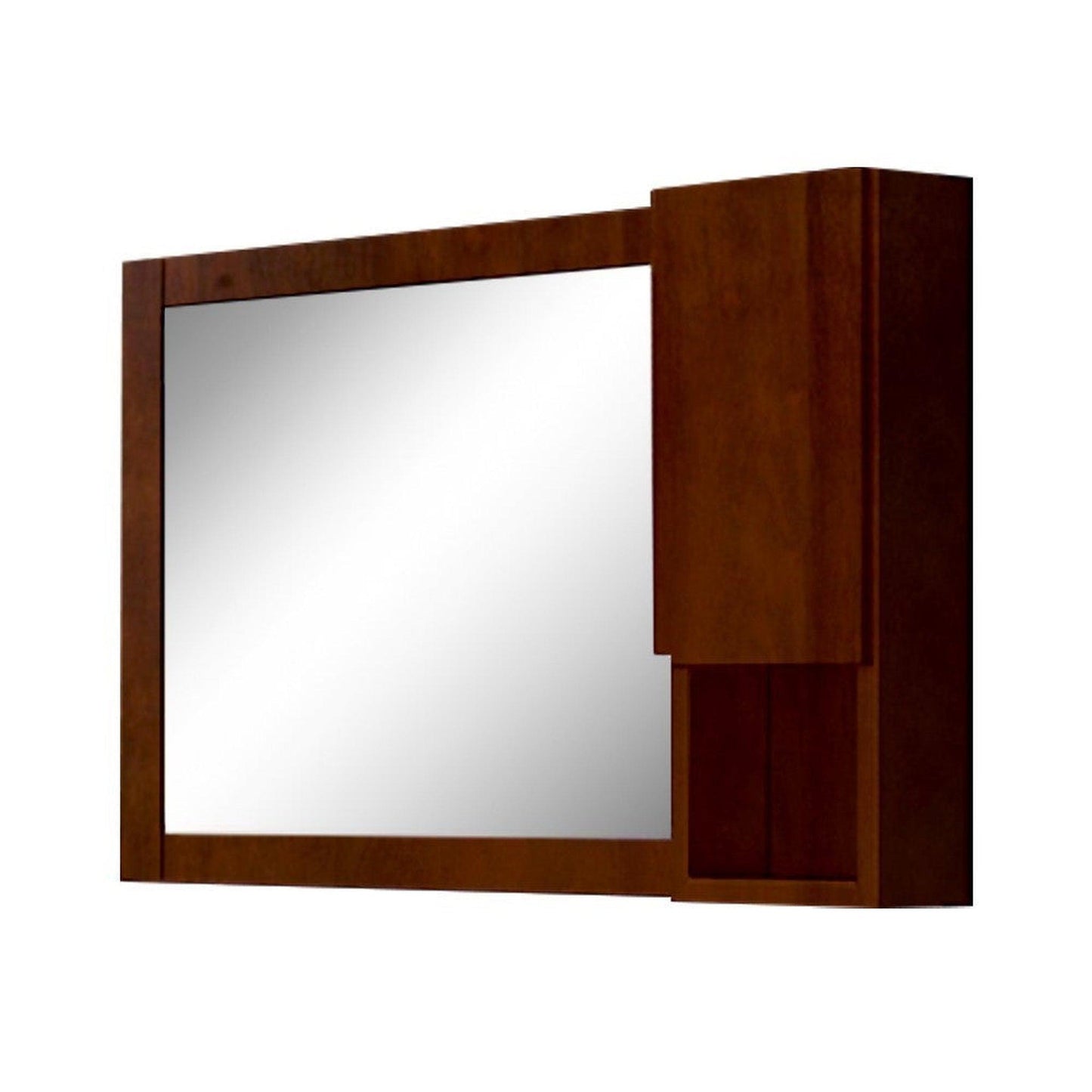 Bellaterra Home 40" x 24" Walnut Rectangle Wall-Mounted Solid Wood Framed Mirror With Right Cabinet