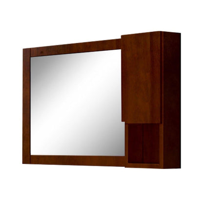 Bellaterra Home 40" x 24" Walnut Rectangle Wall-Mounted Solid Wood Framed Mirror With Right Cabinet