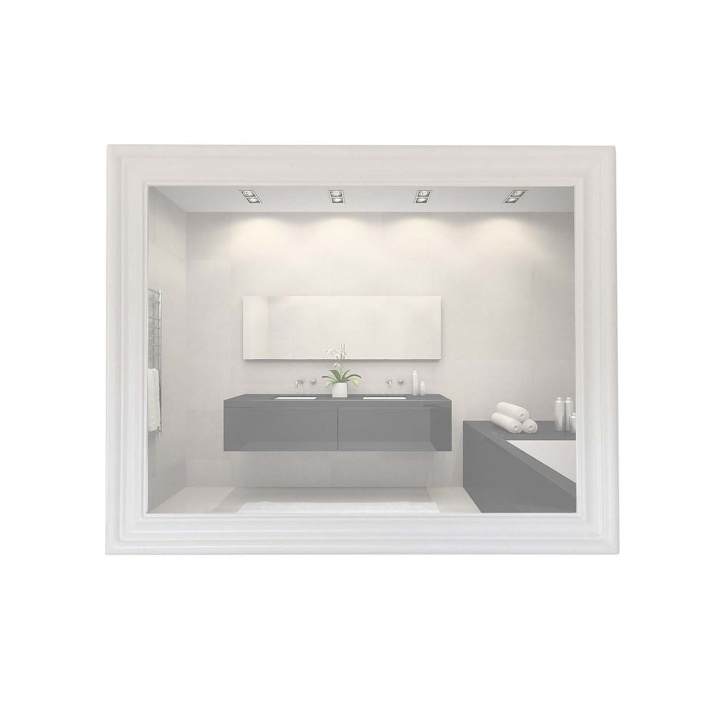 Bellaterra Home 400800-24-M-WH 24" x 30" White Rectangle Wall-Mounted Wood Framed Mirror