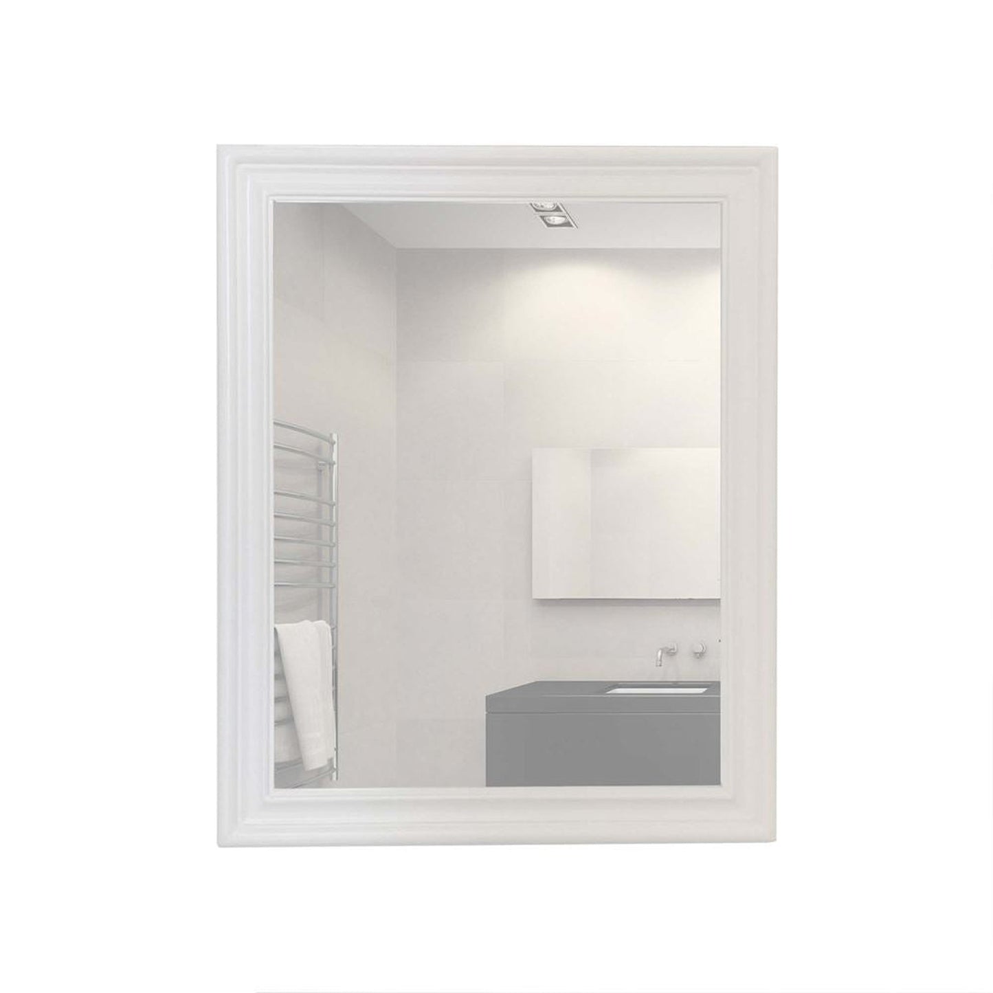 Bellaterra Home 400800-24-M-WH 24" x 30" White Rectangle Wall-Mounted Wood Framed Mirror
