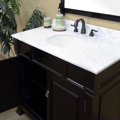 Bellaterra Home 42" 2-Door Espresso Freestanding Vanity Set With White Ceramic Undermount Sink and White Marble Top
