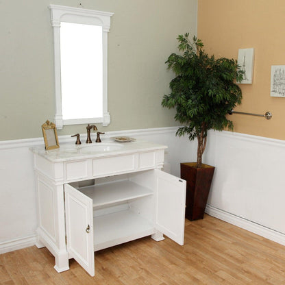 Bellaterra Home 42" 2-Door White Freestanding Vanity Set With White Ceramic Undermount Sink and White Marble Top