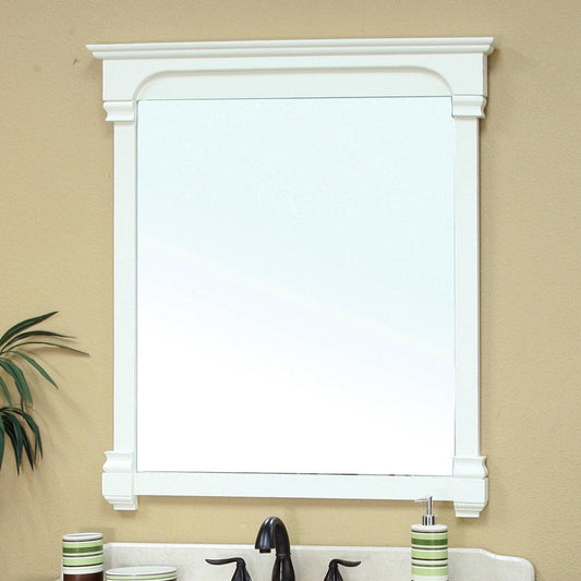 Bellaterra Home 42" Cream White Square Wall-Mounted Solid Wood Framed Mirror