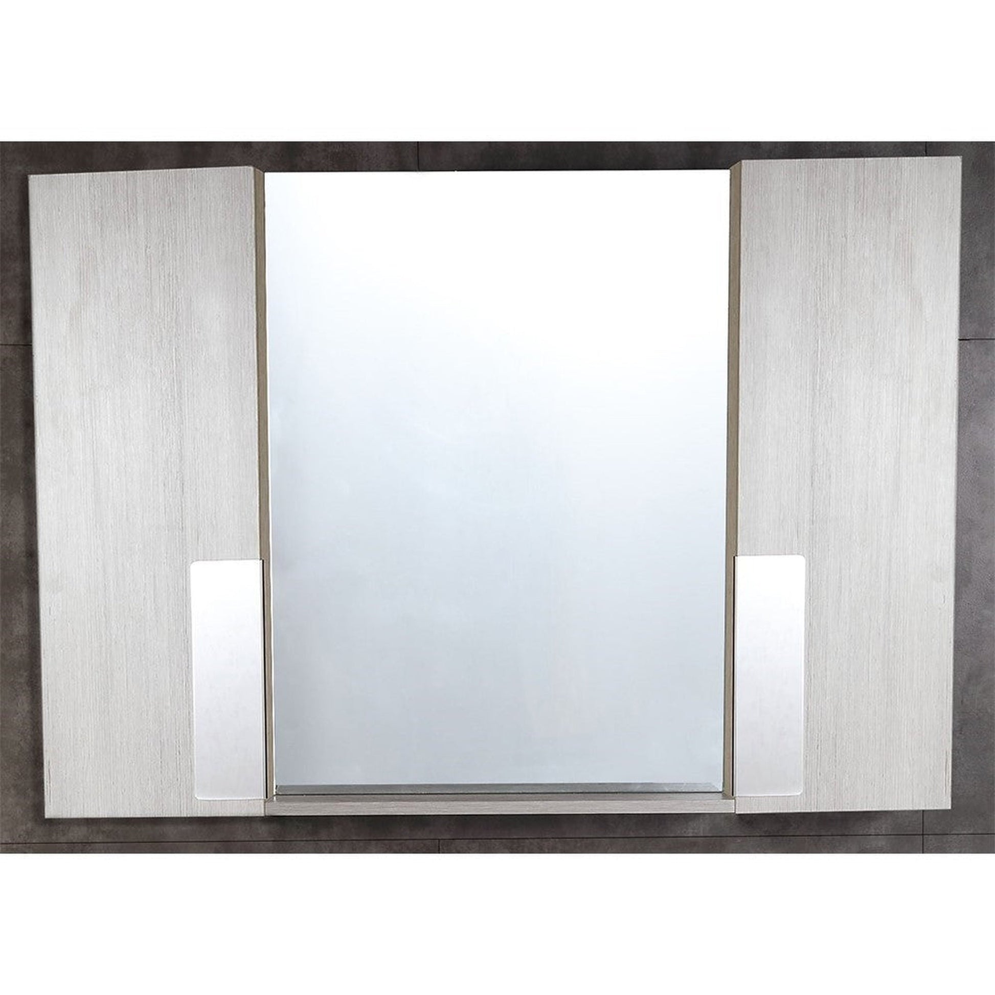 Bellaterra Home 42" x 30" Gray Pine Rectangle Wall-Mounted Frameless Mirror With Dual Cabinet