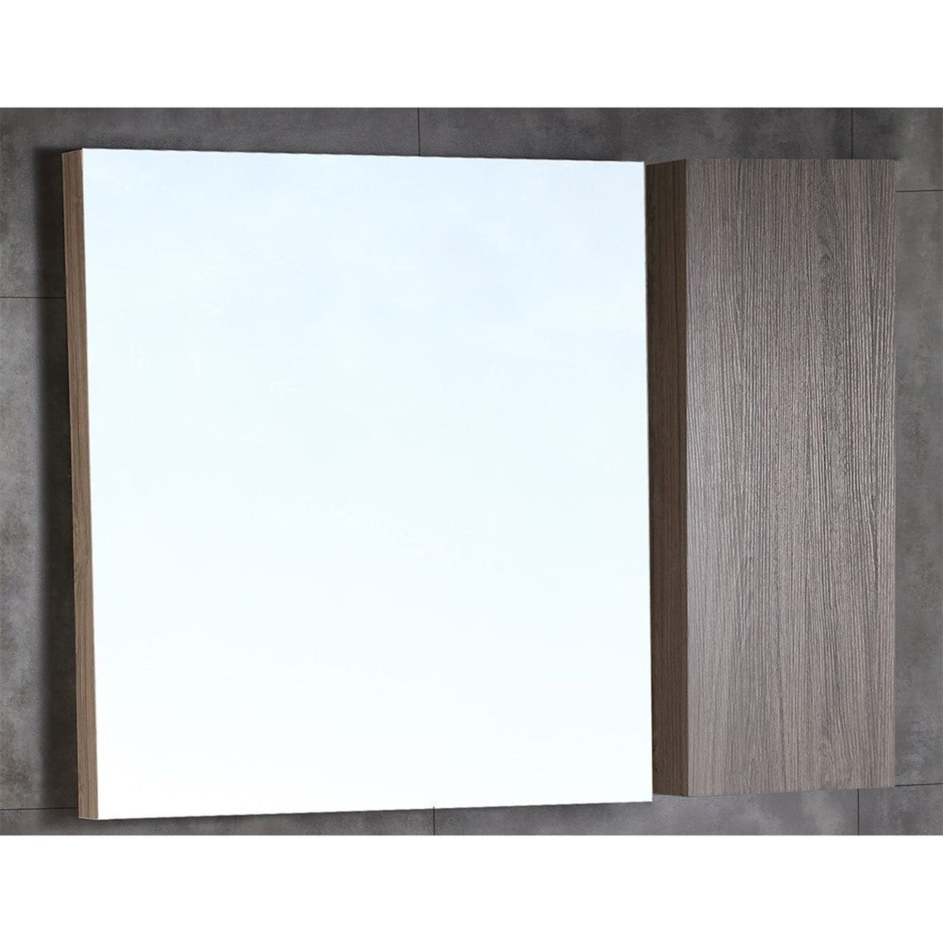 Bellaterra Home 42" x 32" Gray Brownish Oak Rectangle Wall-Mounted Frameless Mirror Cabinet