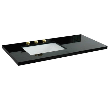 Bellaterra Home 43" x 22" Black Galaxy Granite Three Hole Vanity Top With Left Offset Undermount Rectangular Sink and Overflow