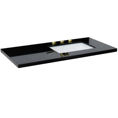 Bellaterra Home 43" x 22" Black Galaxy Granite Three Hole Vanity Top With Right Offset Undermount Rectangular Sink and Overflow