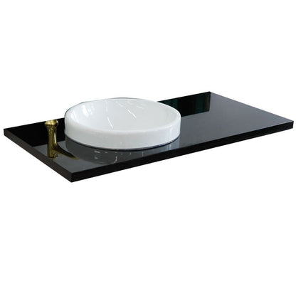 Bellaterra Home 43" x 22" Black Galaxy Granite Vanity Top With Left Offset Semi-recessed Round Sink and Overflow