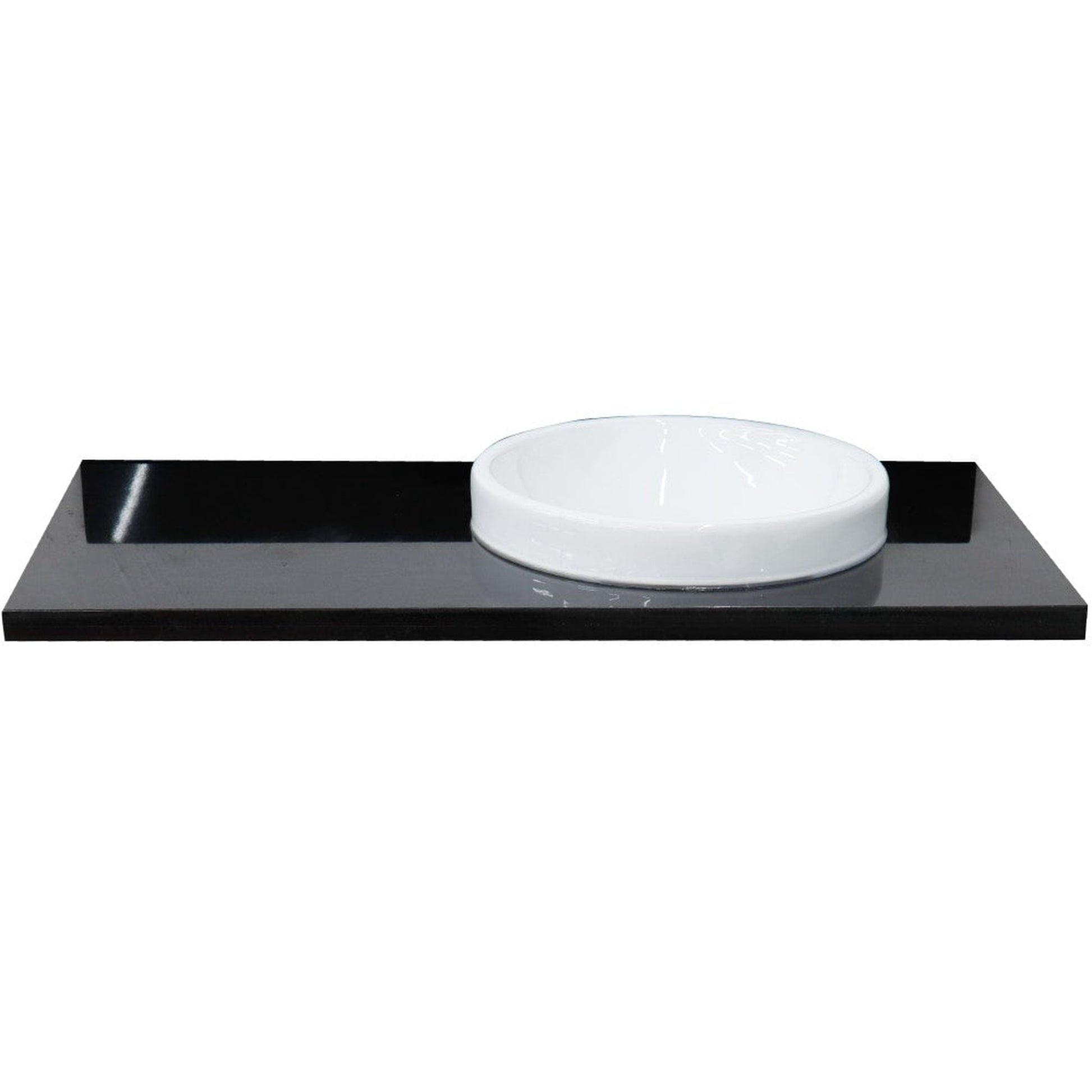 Bellaterra Home 43" x 22" Black Galaxy Granite Vanity Top With Right Offset Semi-recessed Round Sink and Overflow