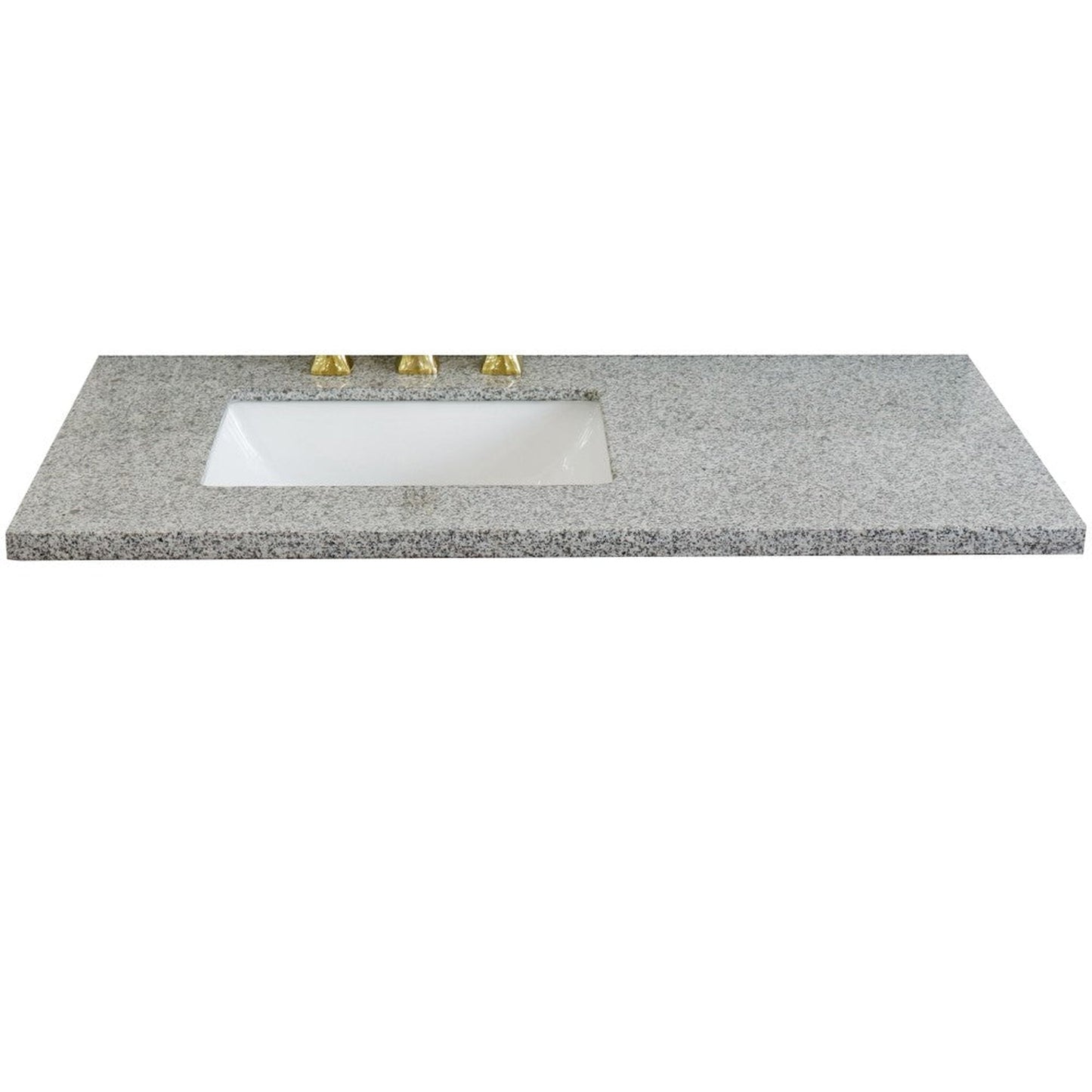 Bellaterra Home 43" x 22" Gray Granite Three Hole Vanity Top With Left Offset Undermount Rectangular Sink and Overflow