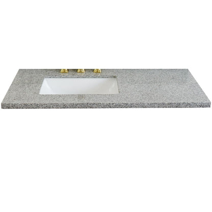 Bellaterra Home 43" x 22" Gray Granite Three Hole Vanity Top With Left Offset Undermount Rectangular Sink and Overflow