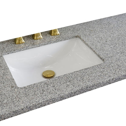 Bellaterra Home 43" x 22" Gray Granite Three Hole Vanity Top With Left Offset Undermount Rectangular Sink and Overflow