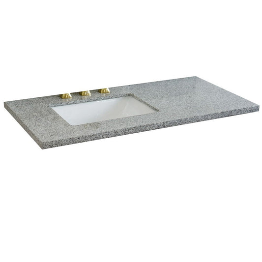 Bellaterra Home 43" x 22" Gray Granite Three Hole Vanity Top With Left Offset Undermount Rectangular Sink and Overflow