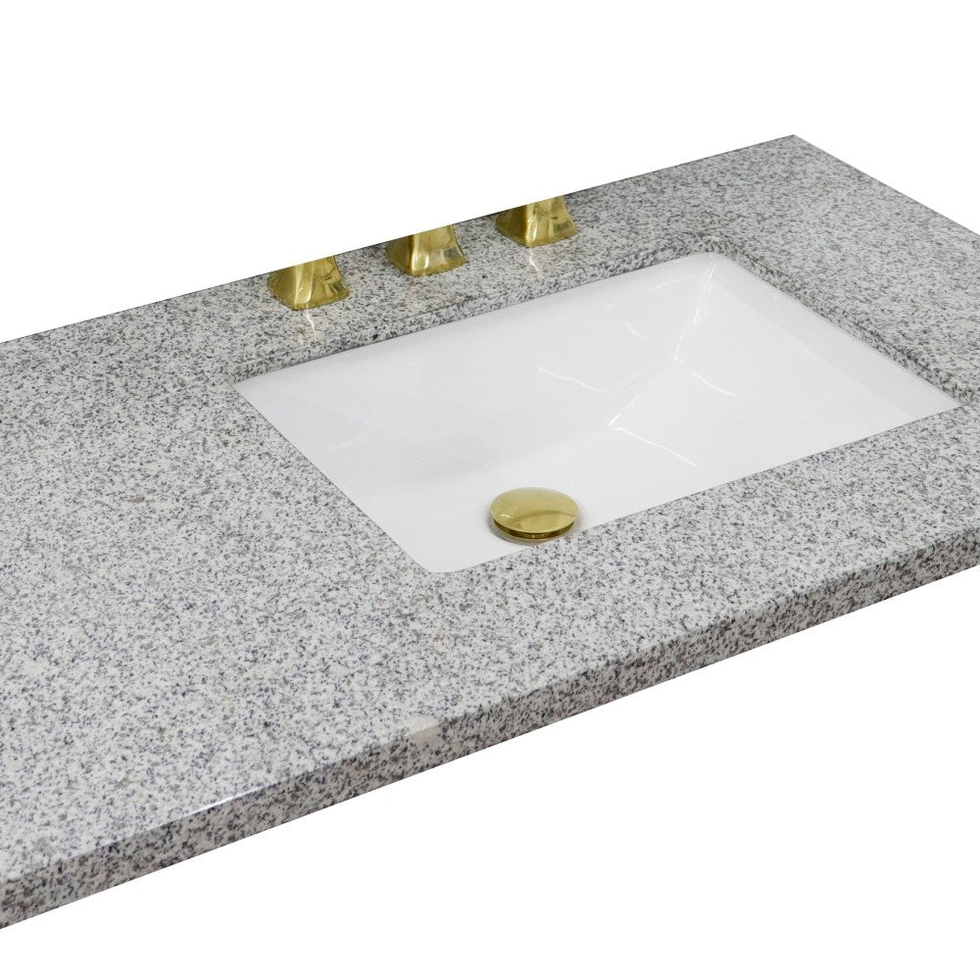 Bellaterra Home 43" x 22" Gray Granite Three Hole Vanity Top With Right Offset Undermount Rectangular Sink and Overflow