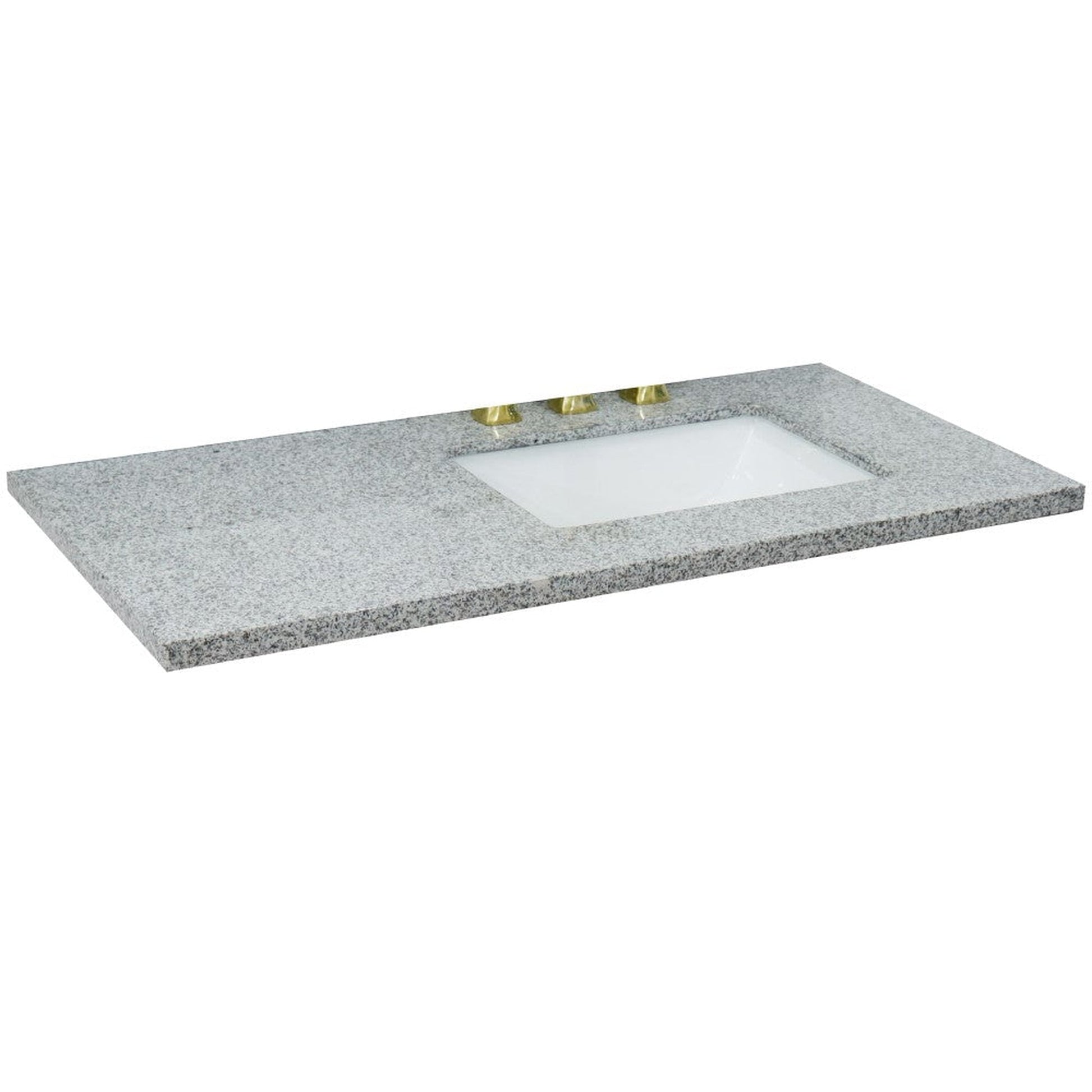 Bellaterra Home 43" x 22" Gray Granite Three Hole Vanity Top With Right Offset Undermount Rectangular Sink and Overflow