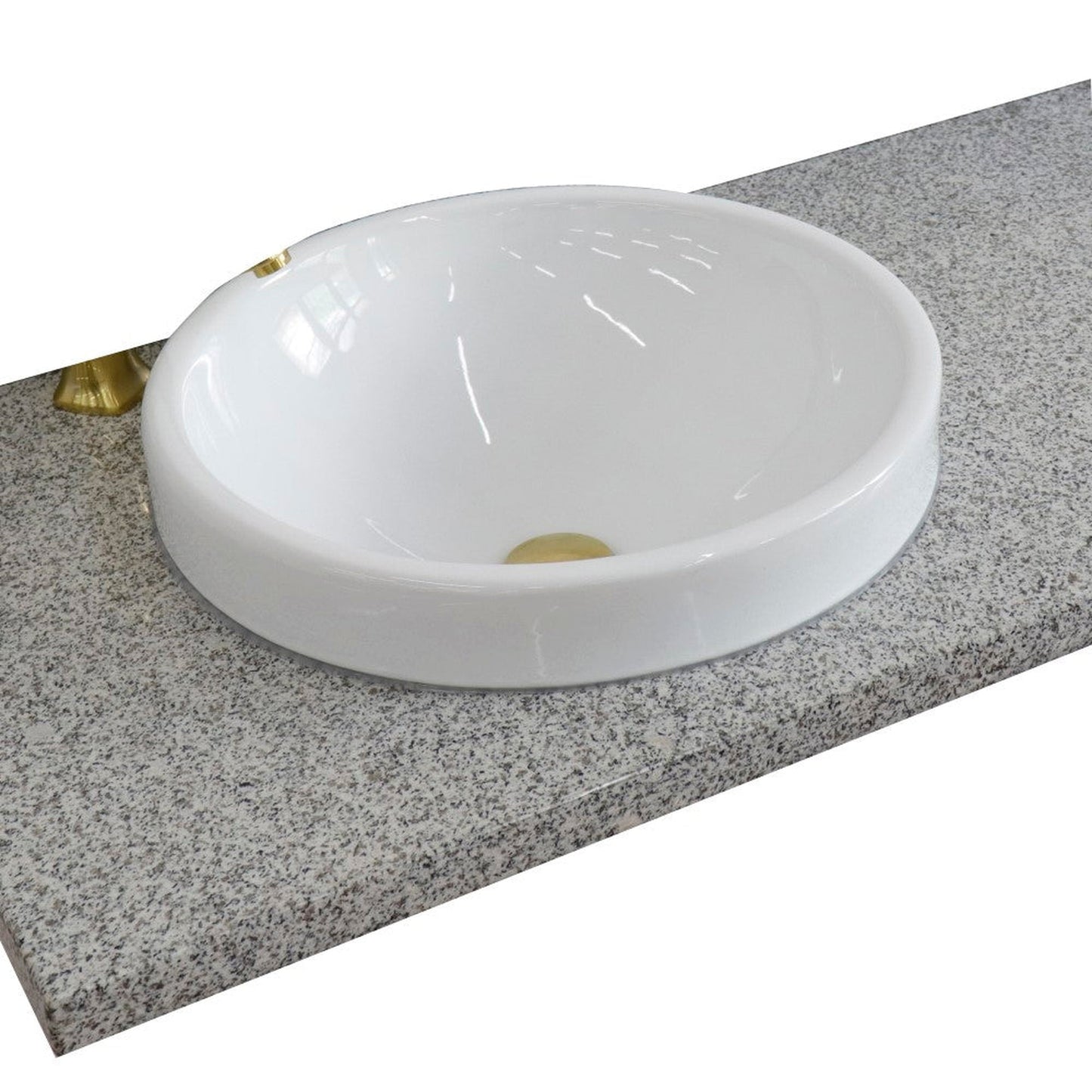 Bellaterra Home 43" x 22" Gray Granite Vanity Top With Left Offset Semi-recessed Round Sink and Overflow