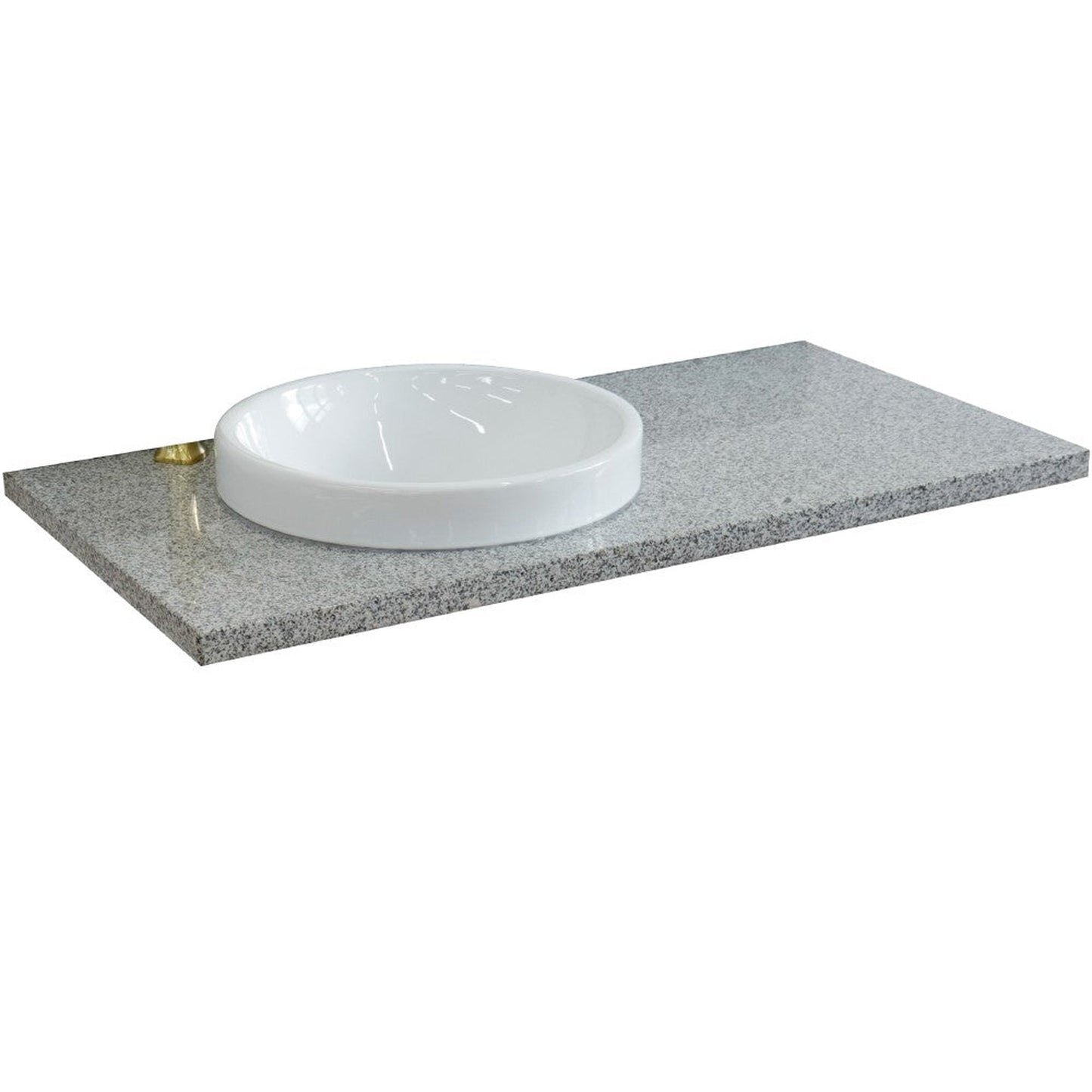 Bellaterra Home 43" x 22" Gray Granite Vanity Top With Left Offset Semi-recessed Round Sink and Overflow