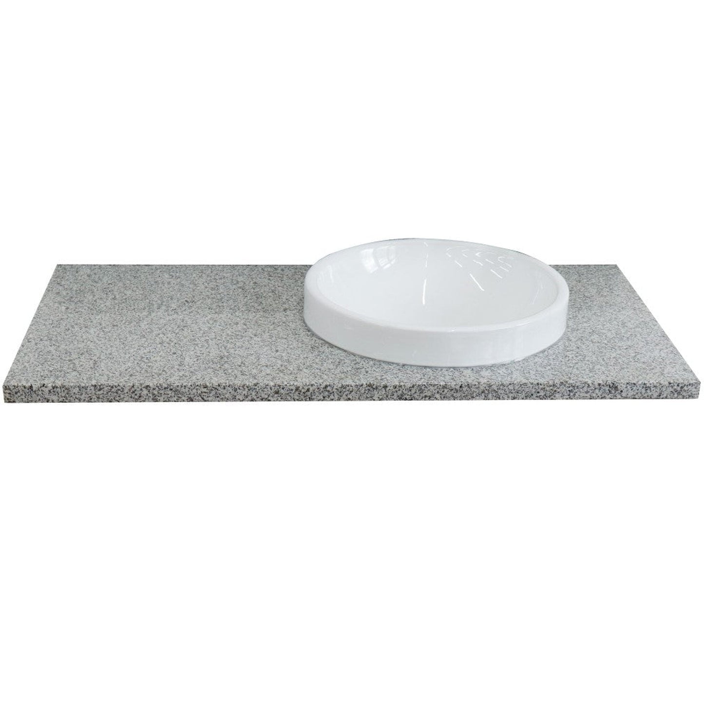 Bellaterra Home 43" x 22" Gray Granite Vanity Top With Right Offset Semi-recessed Round Sink and Overflow