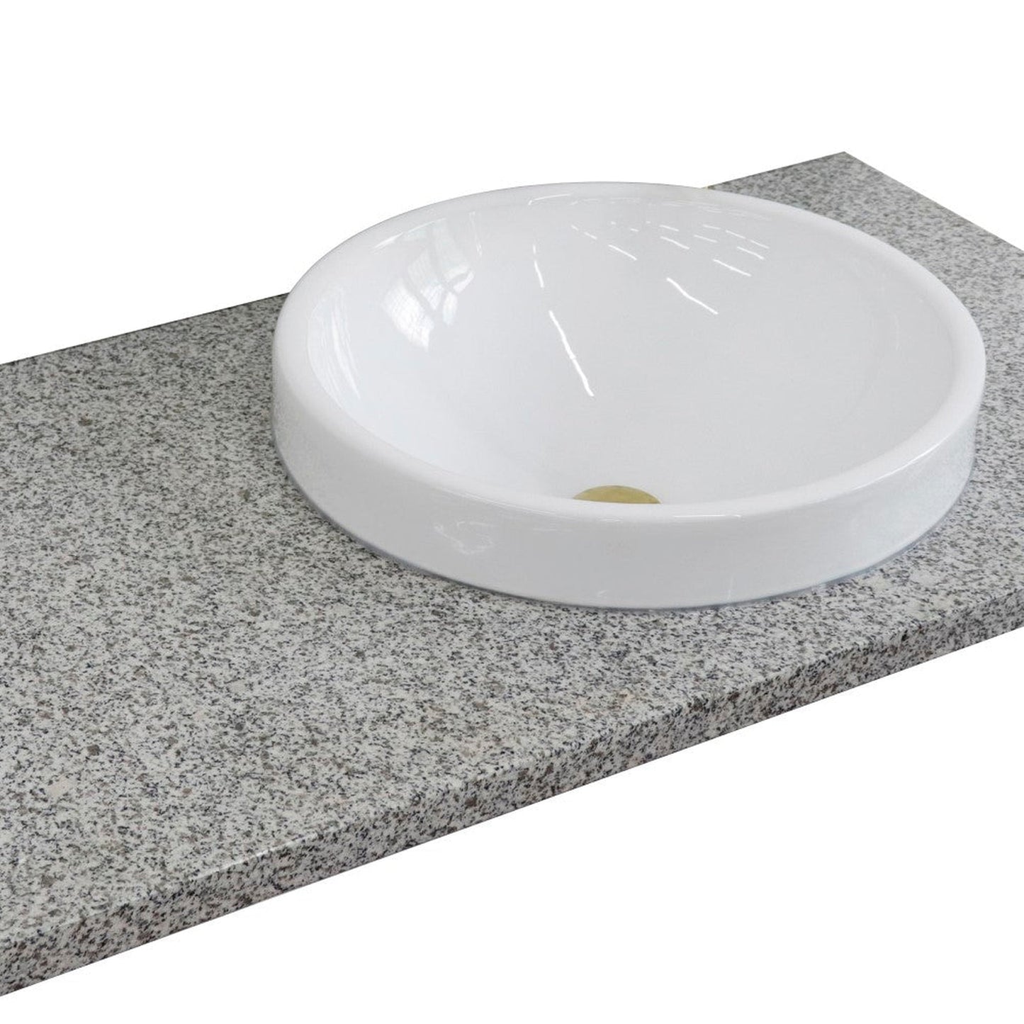 Bellaterra Home 43" x 22" Gray Granite Vanity Top With Right Offset Semi-recessed Round Sink and Overflow