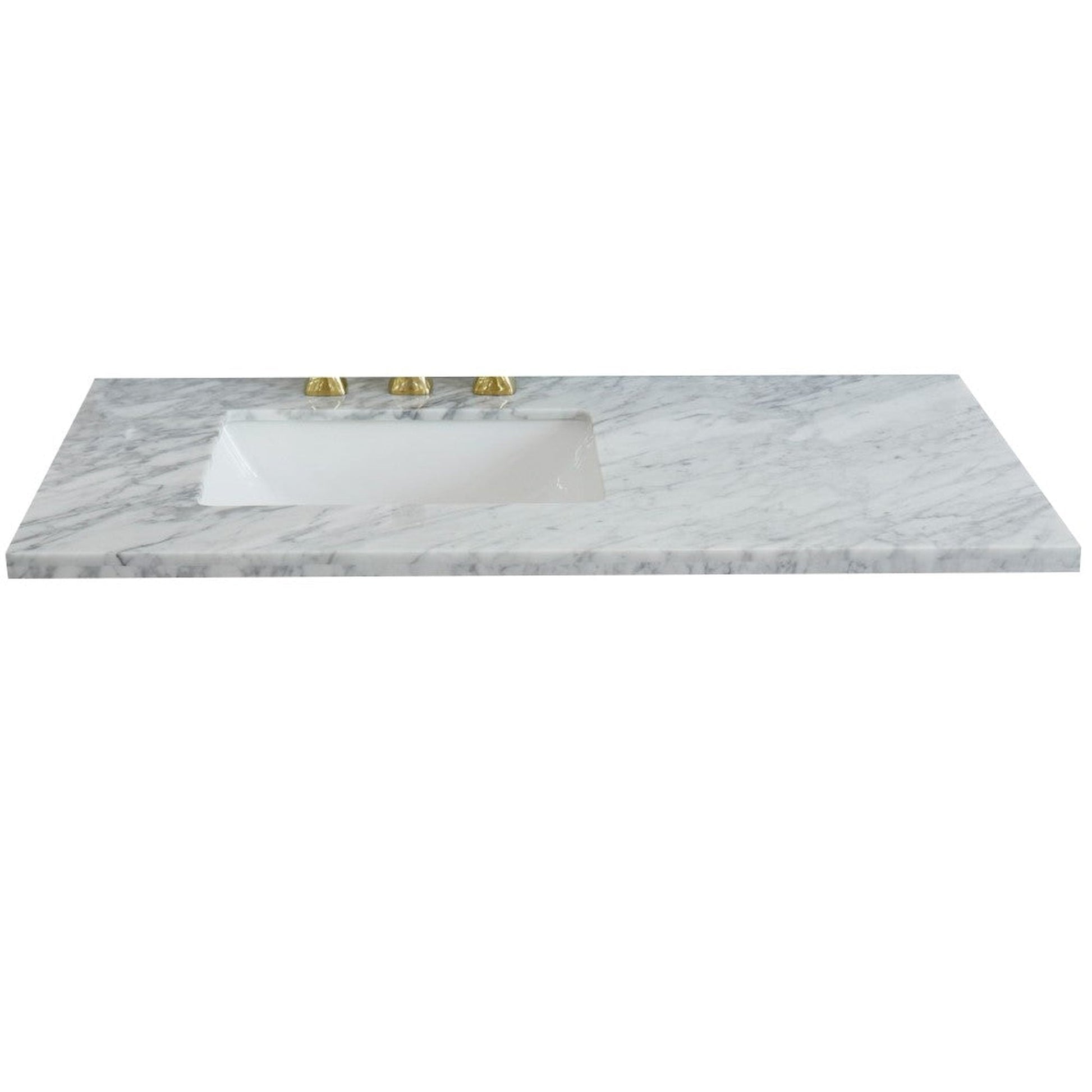 Bellaterra Home 43" x 22" White Carrara Marble Three Hole Vanity Top With Left Offset Undermount Rectangular Sink and Overflow