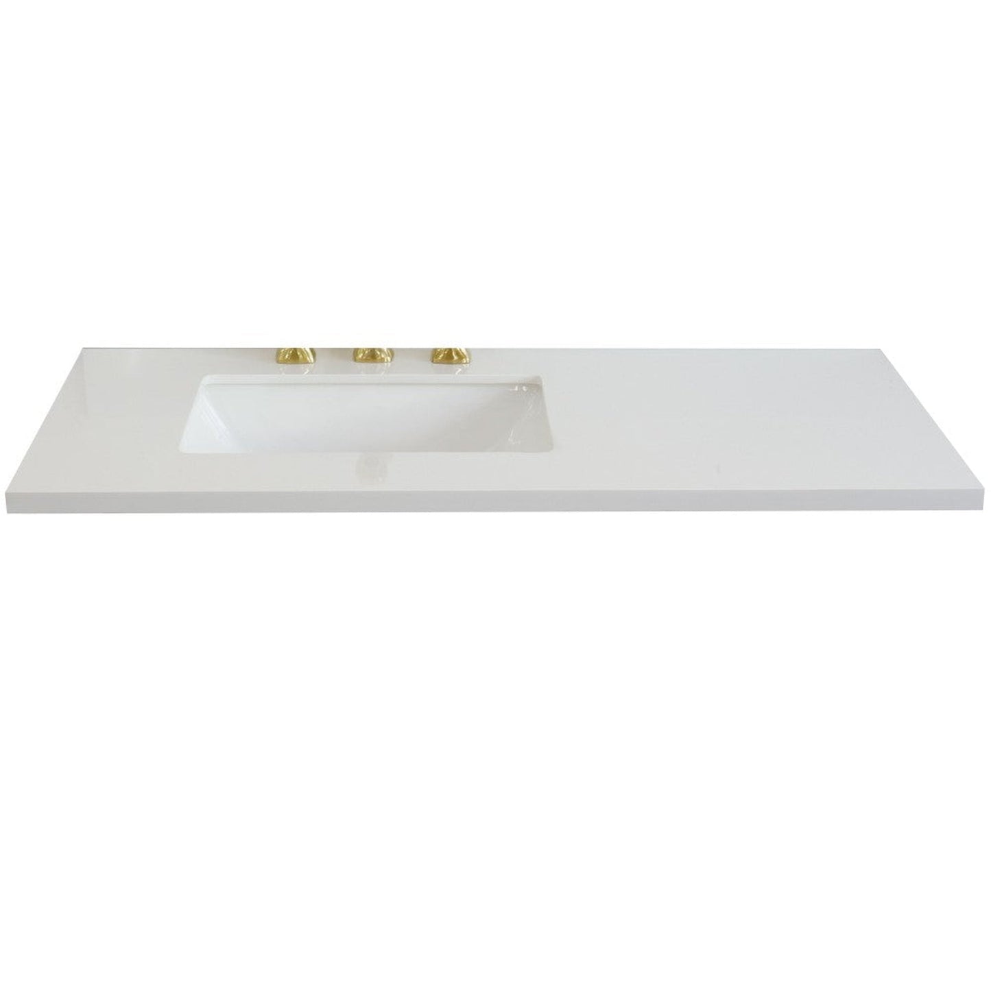 Bellaterra Home 43" x 22" White Quartz Three Hole Vanity Top With Left Offset Undermount Rectangular Sink and Overflow