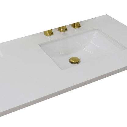 Bellaterra Home 43" x 22" White Quartz Three Hole Vanity Top With Right Offset Undermount Rectangular Sink and Overflow