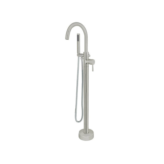 Bellaterra Home 45" Single-Handle Floor-Mount Freestanding Brushed Nickel Bathtub Faucet With Hand Shower