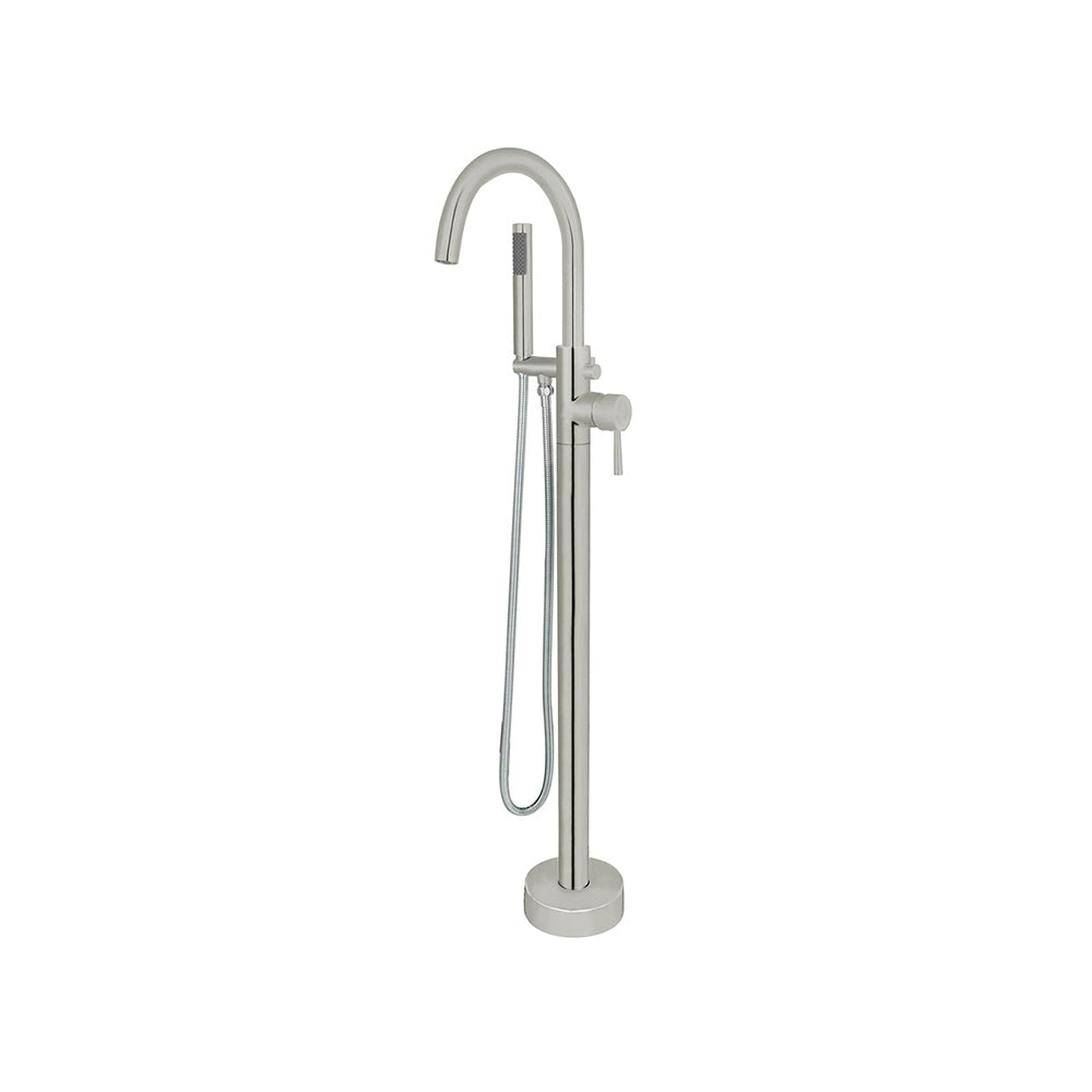 Bellaterra Home 45" Single-Handle Floor-Mount Freestanding Brushed Nickel Bathtub Faucet With Hand Shower